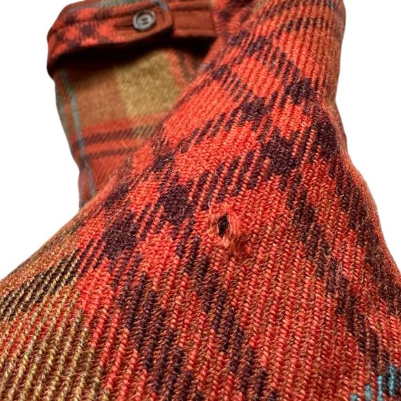 VALENTINO Vintage Orange Plaid Pencil Midi Skirt Women's Size 10 Wool Preppy - Picture 11 of 13